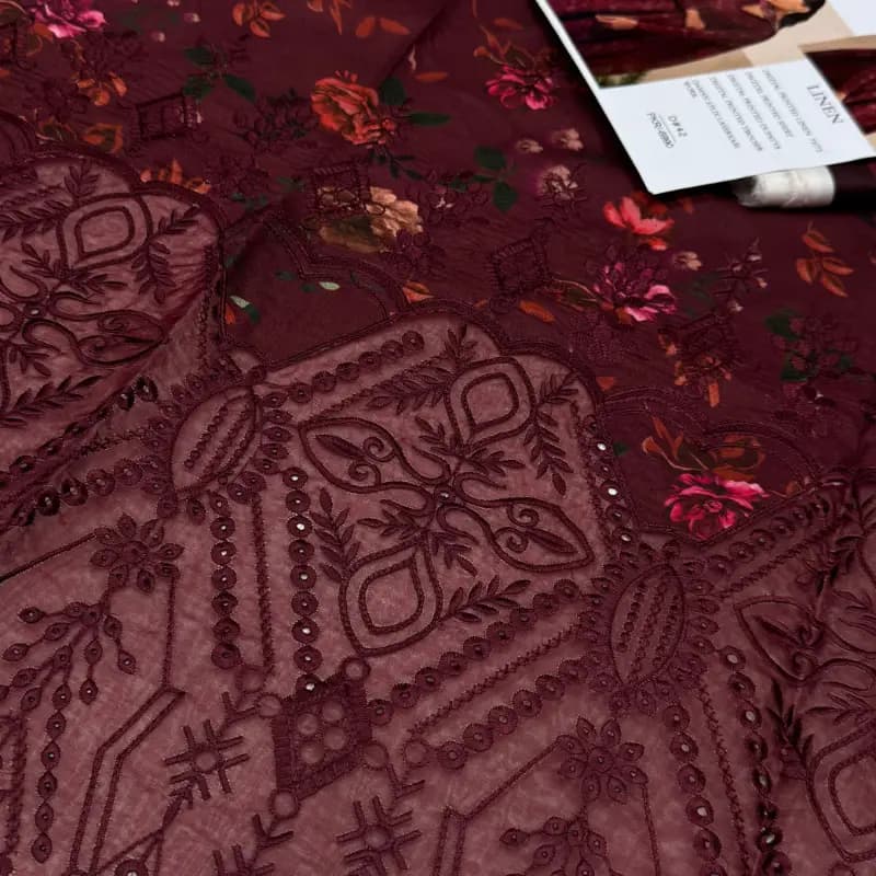 3pc embroidery linen suit
