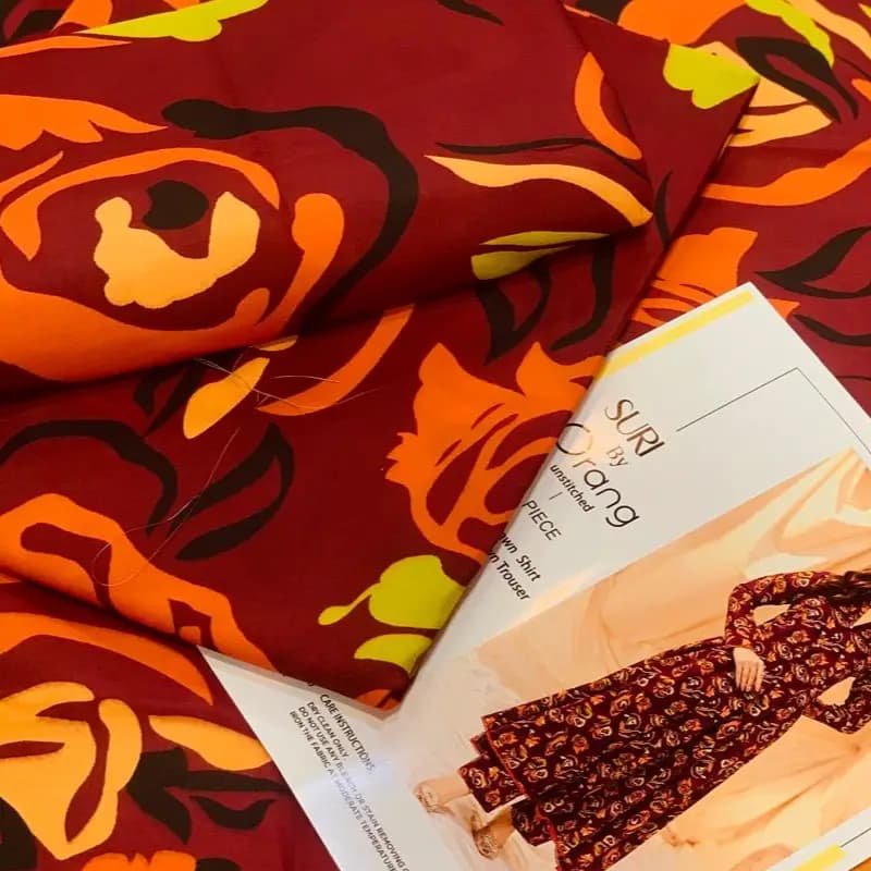Printed 2pc silk fabric