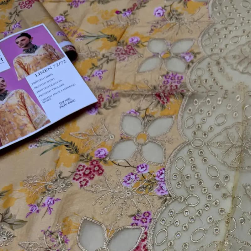 3ps embroidery linen suit
