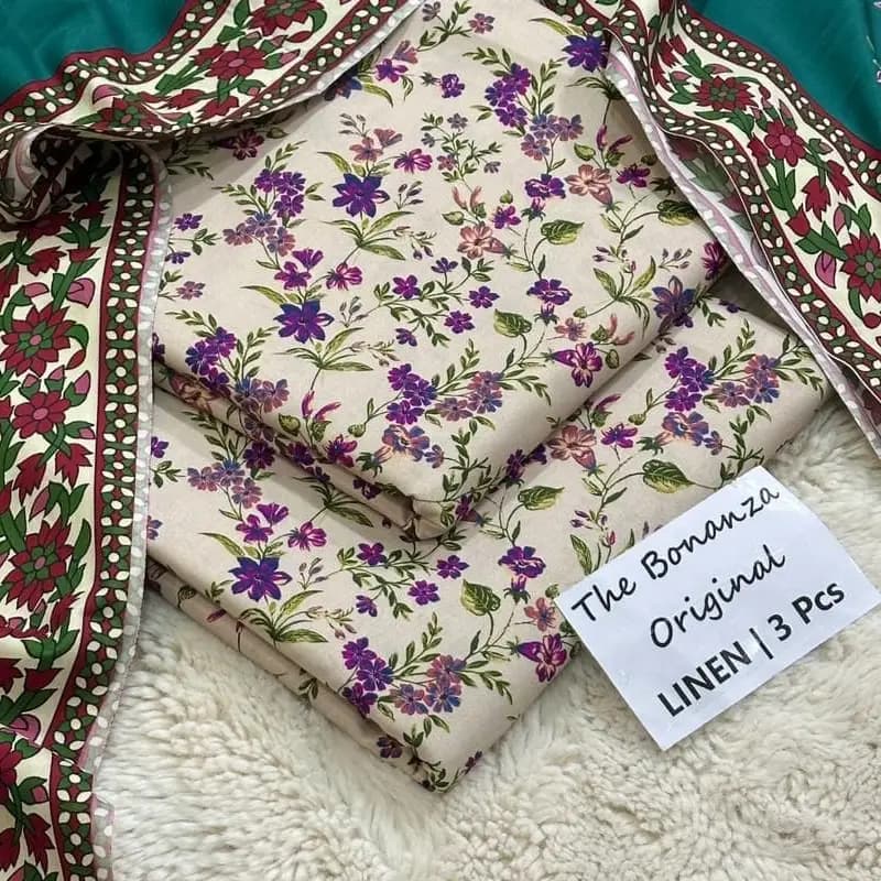 3pc print linen Unstich