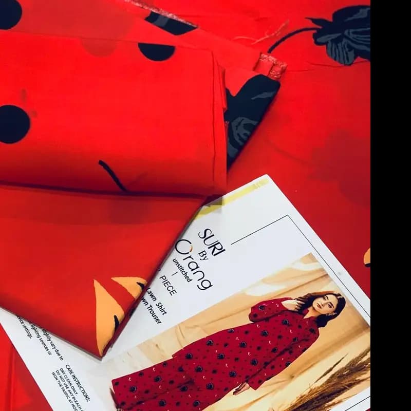 Printed 2pc silk fabric