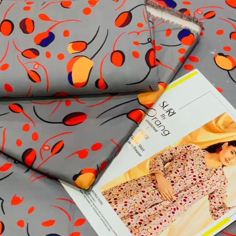 Printed 2pc silk fabric