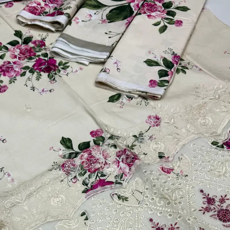 3pc embroidery linen suit