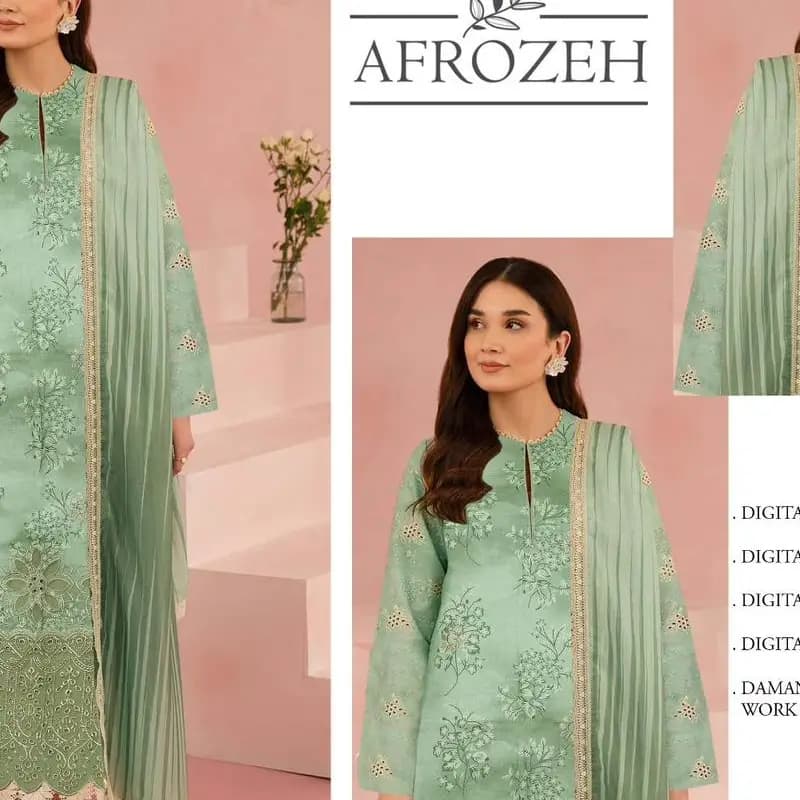 3pc embroidery linen suit