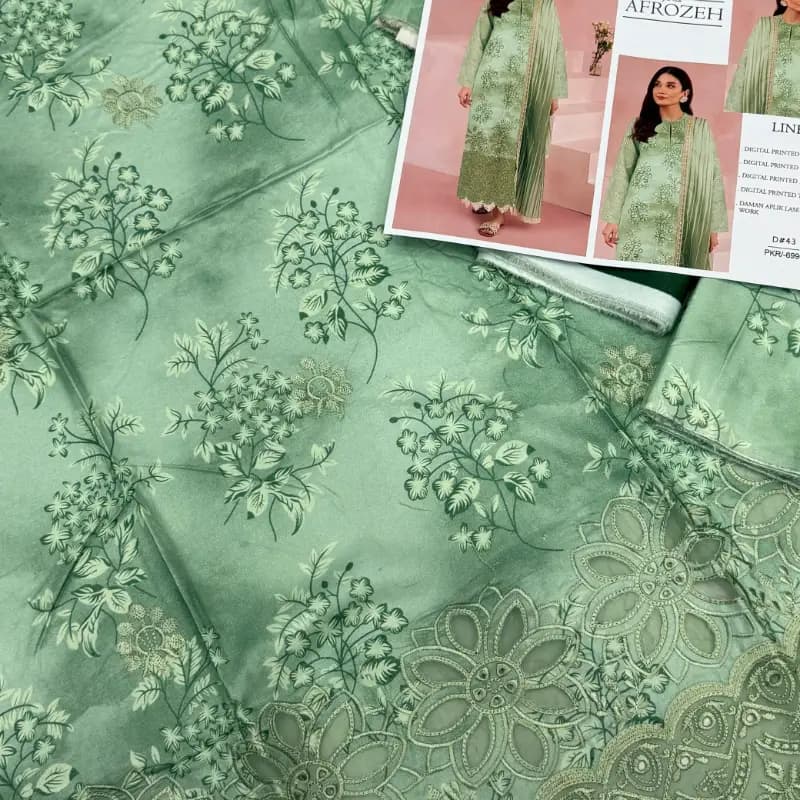 3pc embroidery linen suit